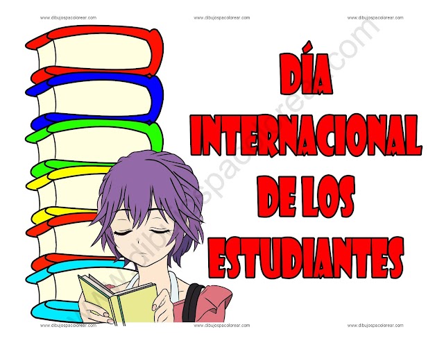 Día internacional de los Estudiantes dibujo a color y para colorear
